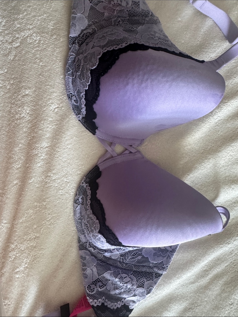La SENZA Lilac and Black Lace Push-Up Bra